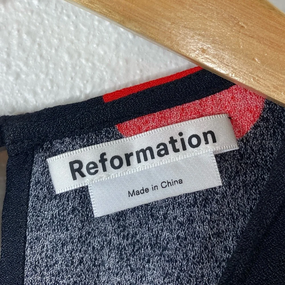 Reformation Black/Red Polka Dot Janae Dress 0 - Picture 8 of 9